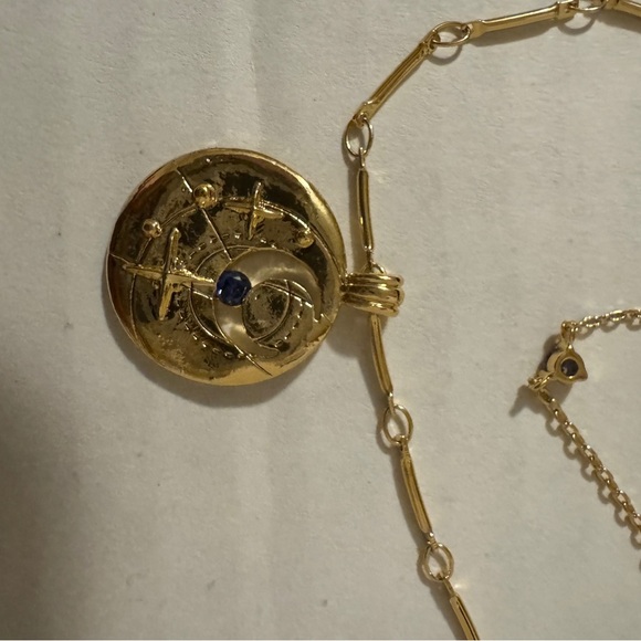 Gold Pendant Necklace with Blue Stone - Picture 1 of 3